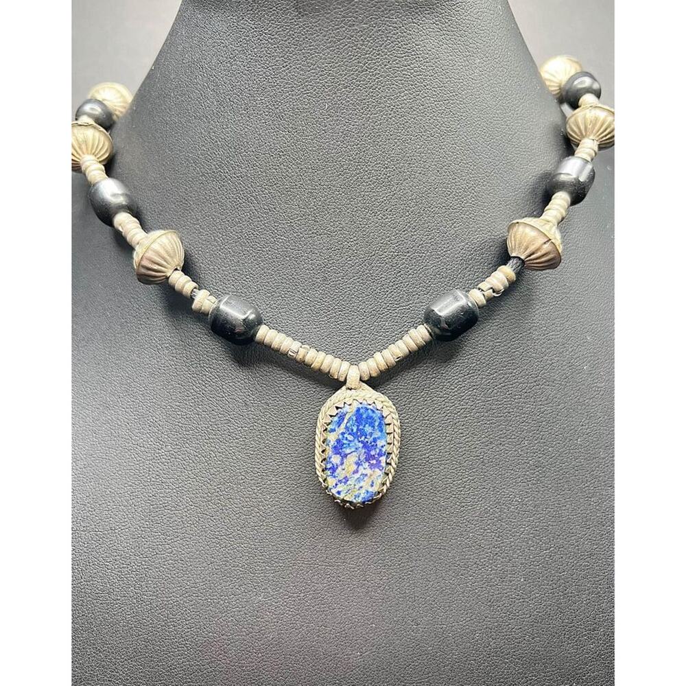 Bohemian Silver and Blue Gemstone Necklace